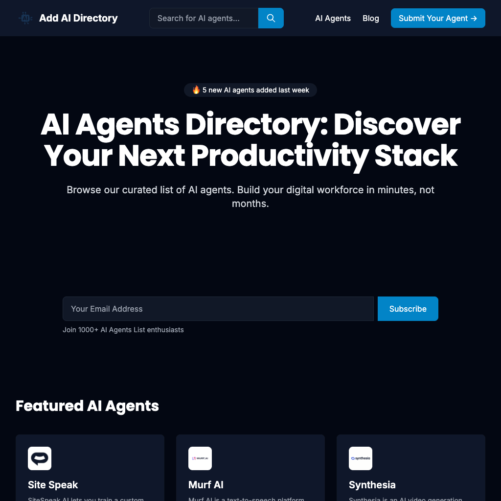 Find Top AI Agents & Tools – Compare and Explore | Add AI Agents