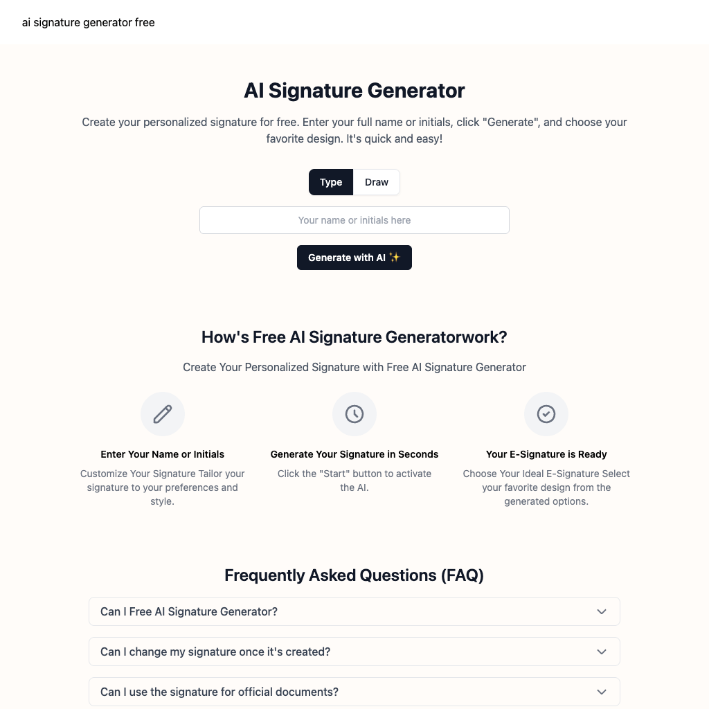 Free AI Signature Generator