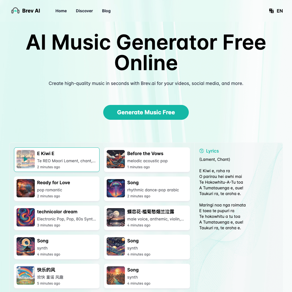 Brev.ai: AI Music Generator Free Online