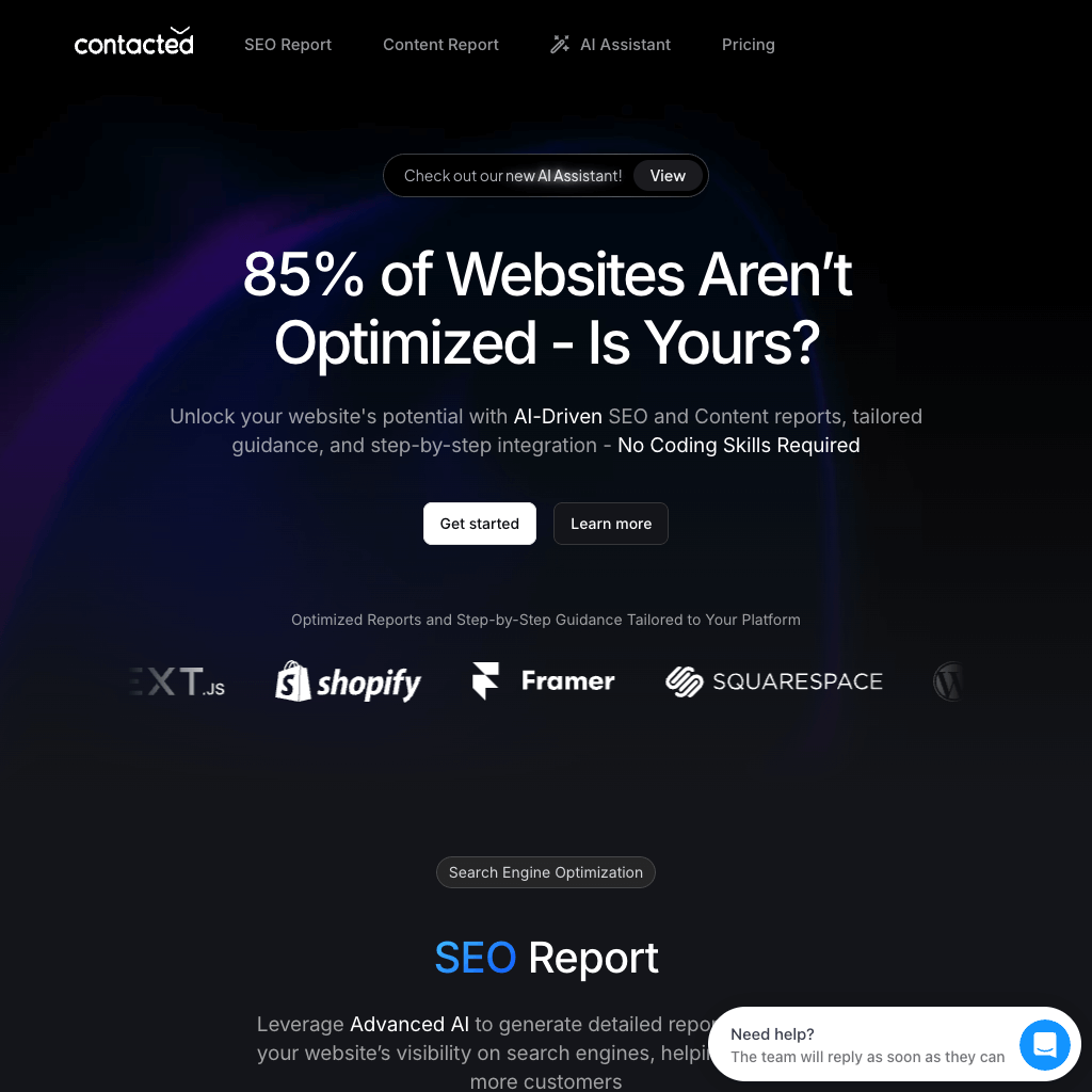 AI-Powered Content and SEO Reports for Website Optimization | Contacted.io