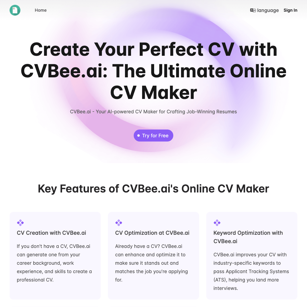 CVBee.ai: AI-Powered Online CV Maker | Resume Builder & CV Optimization