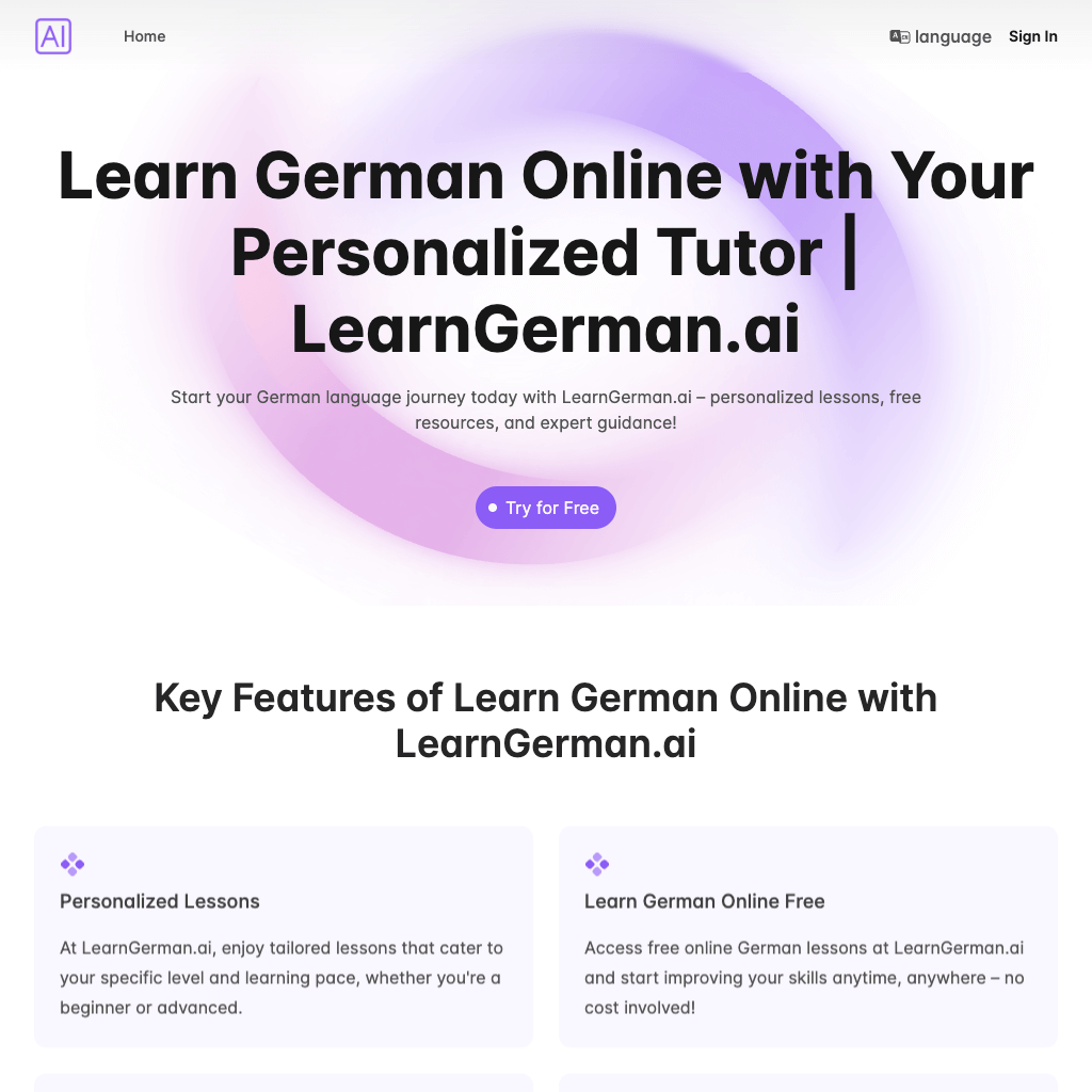 Learn German Online Free with Personalized Lessons | LearnGerman.ai