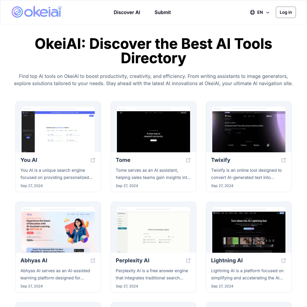 OkeiAI - Best AI Tools Directory for Productivity Boost