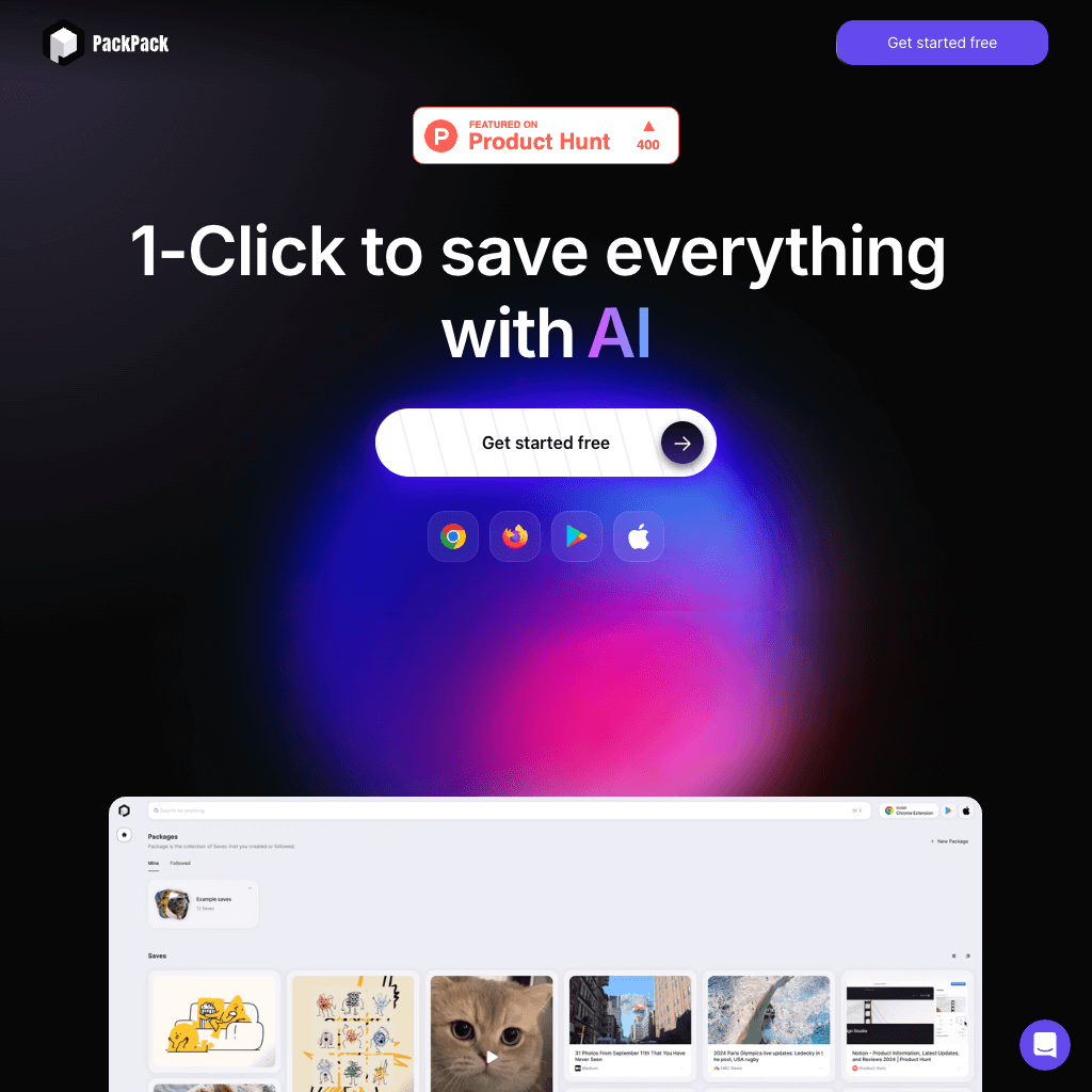 PackPack - 1-Click to save everything with AI