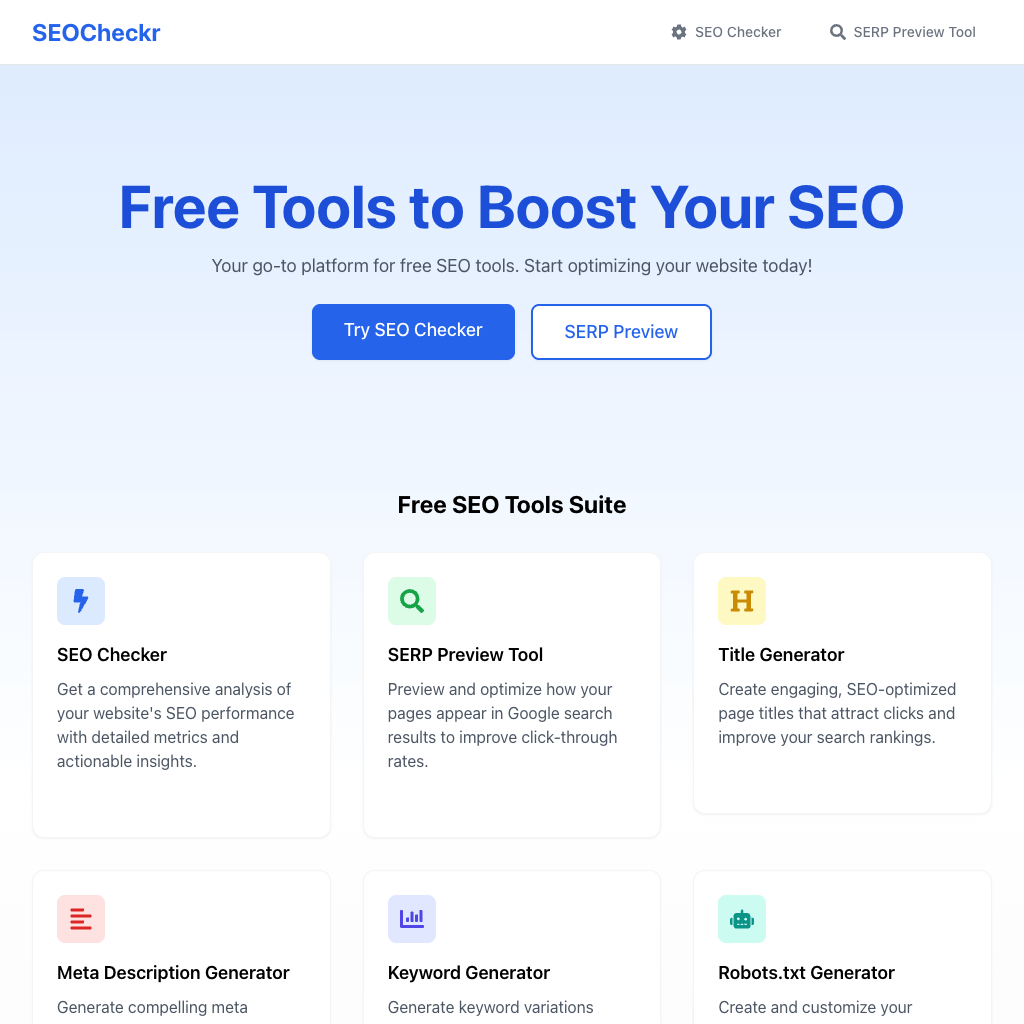 SEOCheckr - Free SEO Tools for Website Analysis