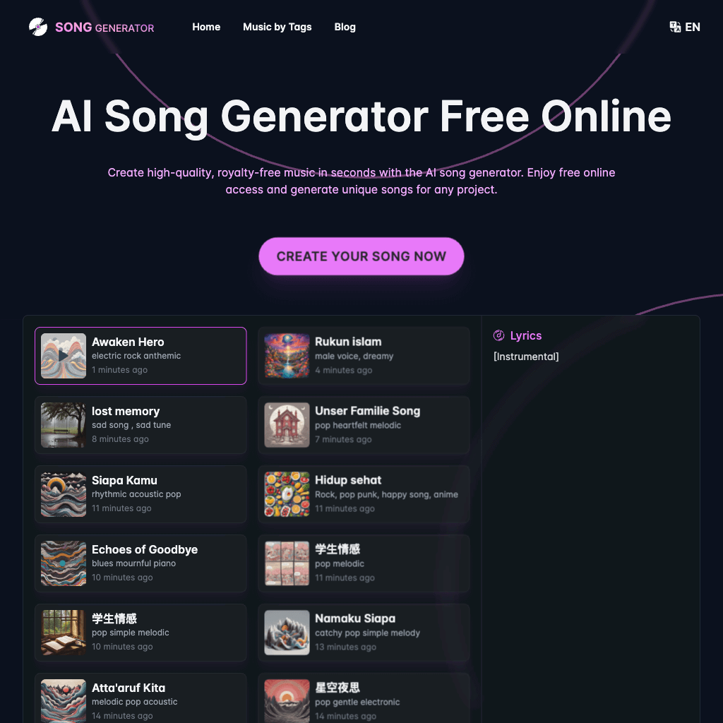 SongGenerator.io: Create Music with AI Song Generator Free Online