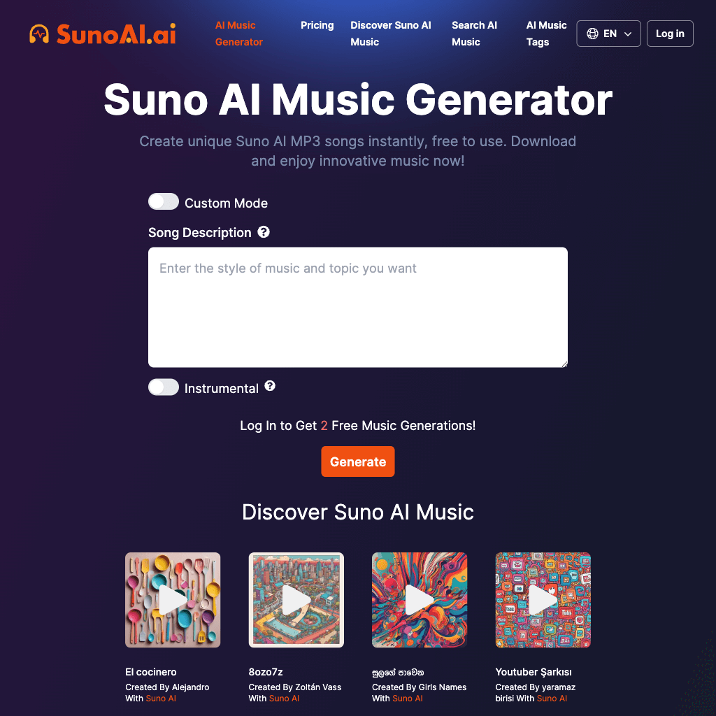 SunoAI.ai: Free Suno AI Music Generator by SunoAI