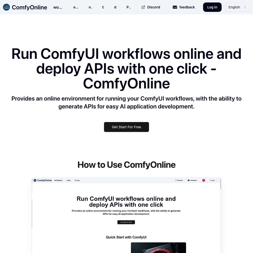 Run ComfyUI workflows online and deploy APIs with one click - ComfyOnline