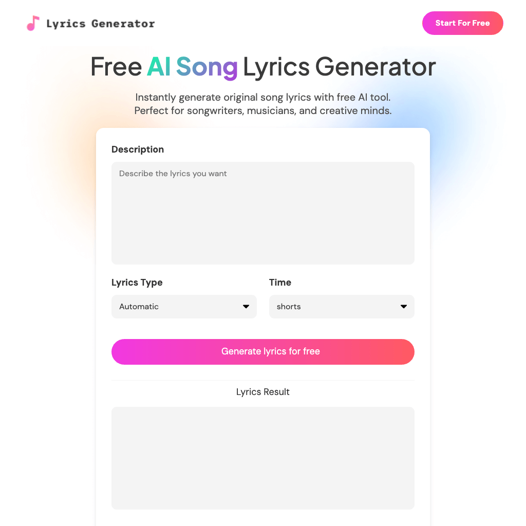 AI Lyrics Generator: Free Song Lyrics Generator & AI Song Writer