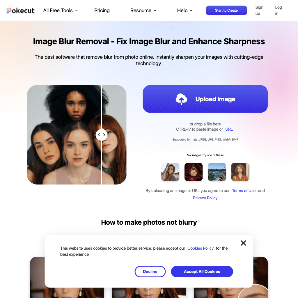 Free Image Blur Removal Tool | Pokecut
