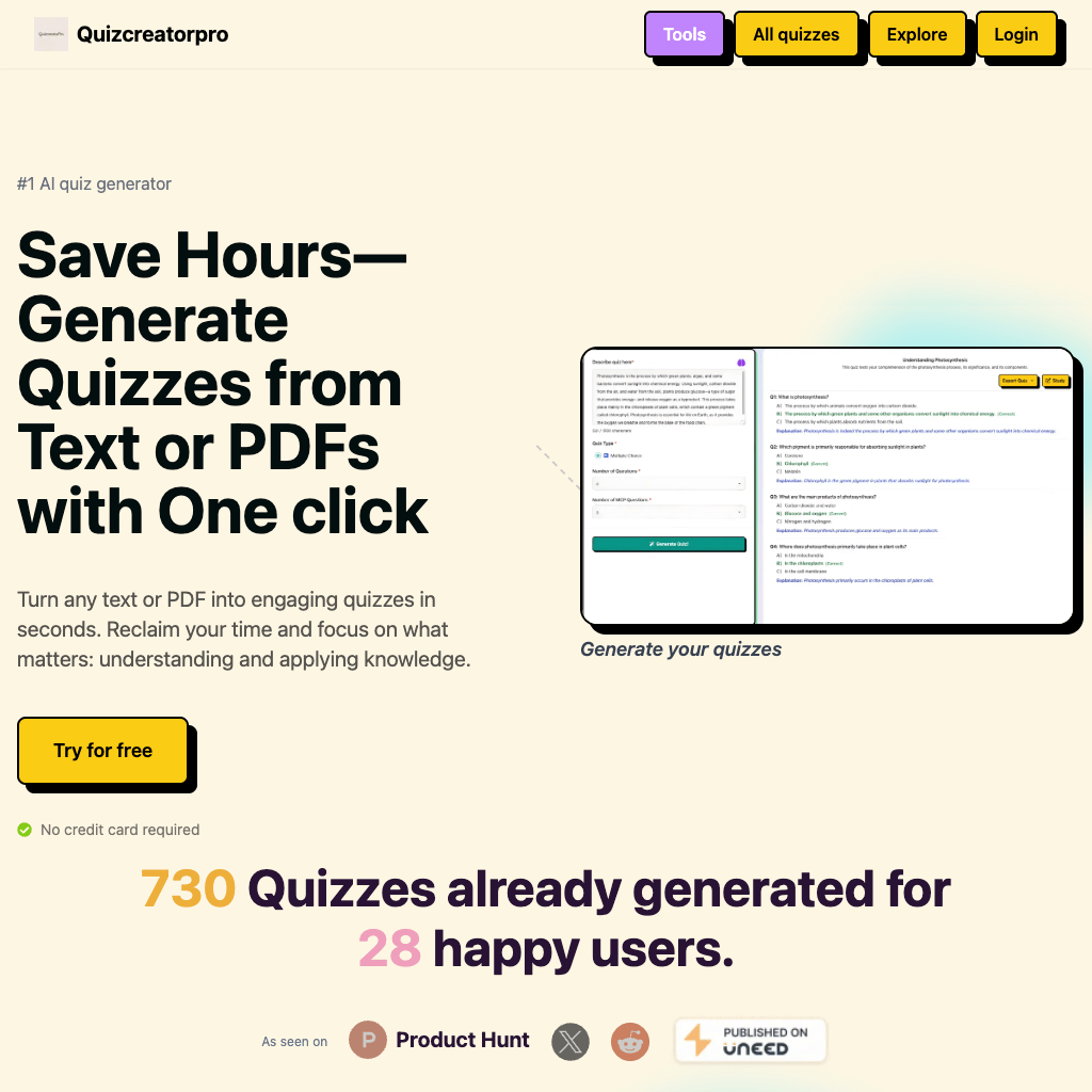 AI Quiz Generator – Create Quizzes from Text & PDFs Fast | QuizCreatorPro