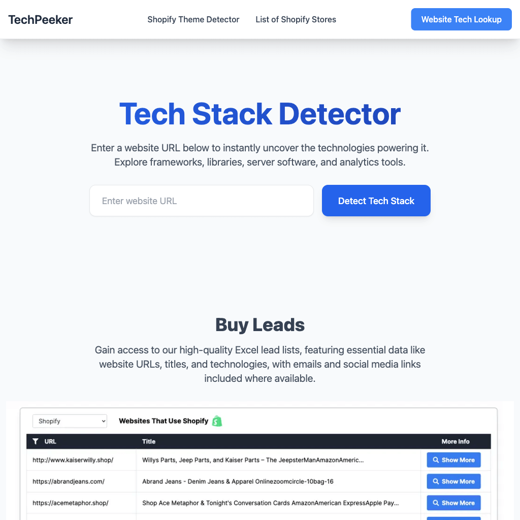 Tech Stack Detector - TechPeeker