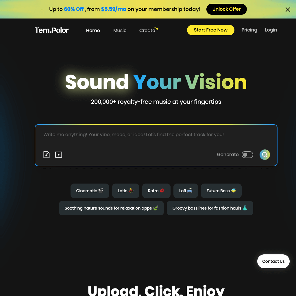 TemPolor | AI-powered Royalty-Free Music for Creators