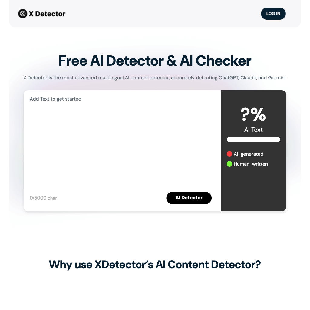 Free AI Detector & AI Checker for ChatGPT, Claude & Gemini